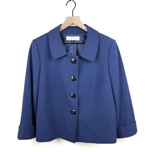Tahari Arthur S. Levine Purple Cropped‎ Jacket Women Size 12 Blazer